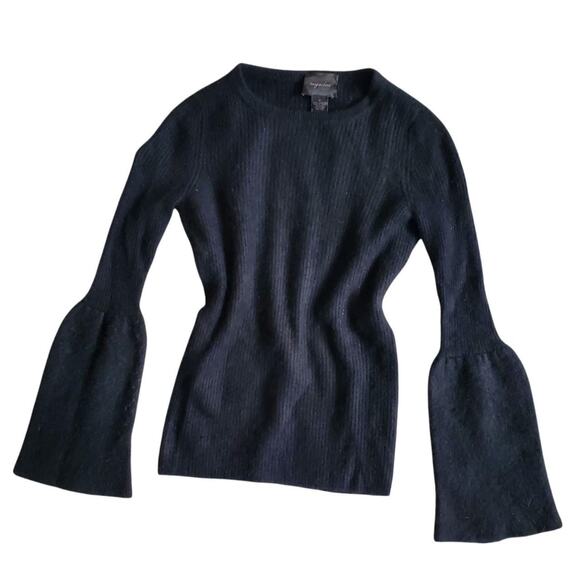Magaschoni Cashmere Black Bell Sleeve Sweater - Women's Medium - Picture 4 of 8